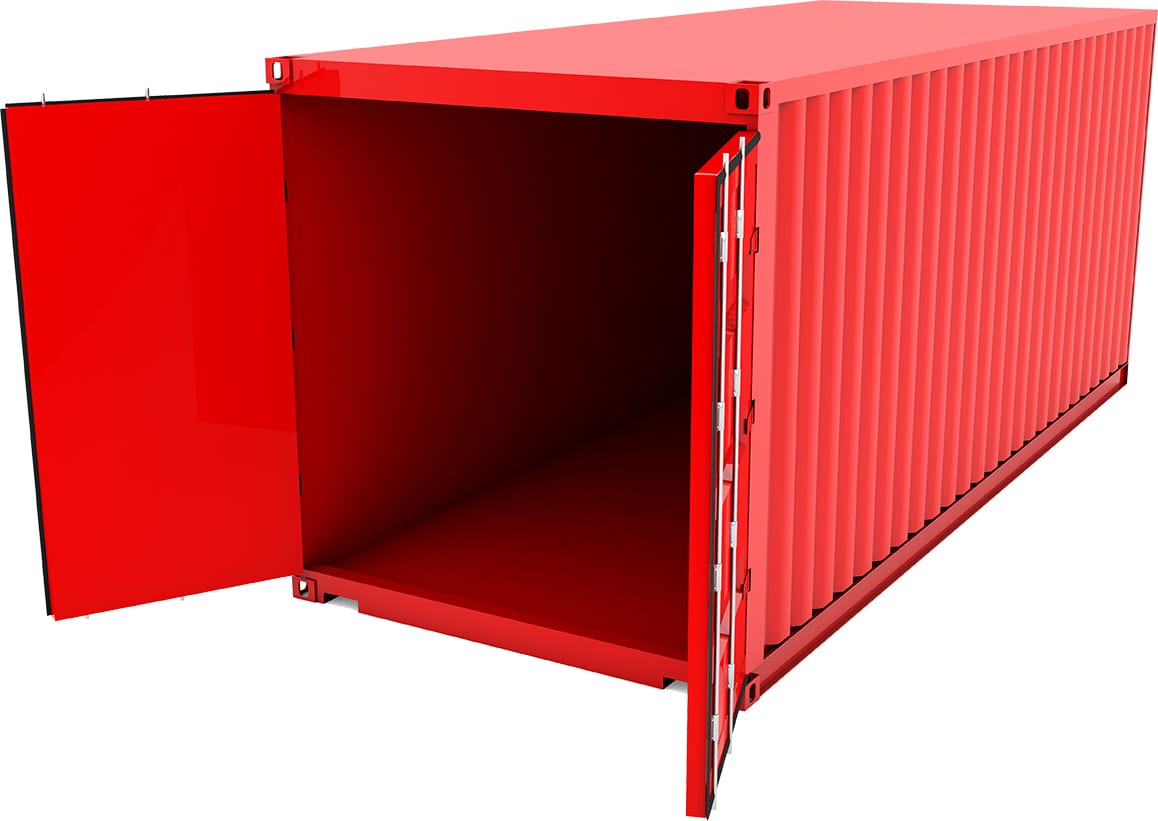 Open Empty Red Shipping Container